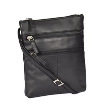 DR368 Women&#39;s Leather Small Cross Body Travel Bag Black - £19.46 GBP