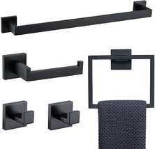 5 Pieces Bathroom Hardware Accessories Set Black Towel Bar Set   - £80.81 GBP