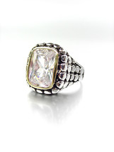 GORGEOUS Chunky Designer CZ Crystal Balinese Silver Dots Texture Ring - $29.99