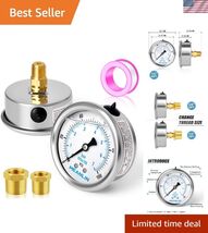 0~100Psi Stainless Steel 1/4" NPT 2.5" FACE DIAL Liquid Filled Pressure ... - $23.27
