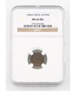 1900-A Grèce Crête Lepton NGC Ms 64 Bn - $600.30 CAD