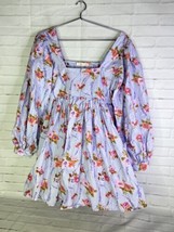 Love Shack Fancy Eaton Floral Puff Sleeve Mini Dress Lavender Moon Women... - $138.59