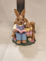 Vintage 1994 Mervyn&#39;s Cute Bunny Rabbits On Bench - £4.54 GBP