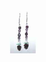 Earrings Mini Purple Glass Grape Cluster Purple and Silver Bead Sterling Wire 2&quot; - £7.86 GBP