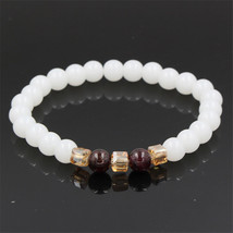 Top Natural White Chalcedony Garnet Bracelets &amp; Bangle For Women Jewelry Buddha  - £8.60 GBP