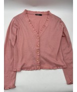 Nasty Gal Cropped Cardigan Sweater Women&#39;s Small Pink Button Up Cottage ... - £15.00 GBP
