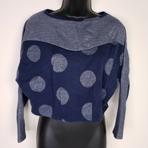Anthropologie Postmark Womens Shirt XS Blue Metallic Silver Polka Dots Crop - $15.80