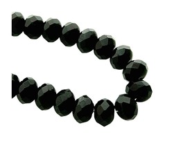 25 Jet Black Preciosa Czech Fire Polished Glass 6x9mm Faceted Rondelle Beads - £3.94 GBP