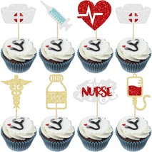 28Pcs Nurse Cupcake Toppers Happy Nurse Week Nursing School Graduation 2024 Cupc - £13.20 GBP