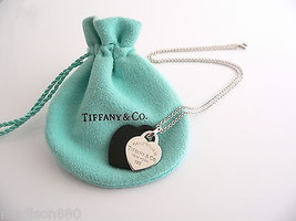 Tiffany & Co Return to Silver Black Onyx Double Heart Necklace Pendant Gift Love - $448.00