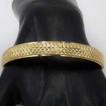 Vintage Crown Trifari Diamond Etched Gold Tone Bangle Bracelet - £19.46 GBP