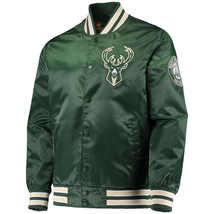 NBA Milwaukee Bucks Vintage Green Satin Bomber Letterman Baseball Varsity Jacket - £108.20 GBP