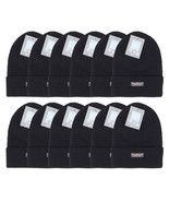 Knit Cap Plain Ski Skull Cuff Winter Warm Stretch Black Beanie Hats 12 Pack - $753.01 MXN