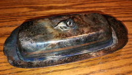 Vintage Oneida Silversmiths Butter Dish With Glass Tray Flower Handel Knob - $15.99