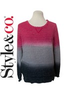 Style &amp; CO. Ombre Long Sleeve Sweatshirt, High Low Hem, Size S, Scoop Ne... - £11.83 GBP