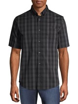 George Men&#39;s Short Sleeve Button Down Shirt SMALL (34-36) Black Plaid NEW - £16.04 GBP