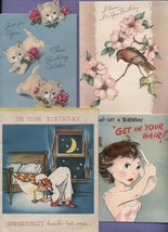 Lot 8 Vintage Greeting Cards Christmas Birthday Animals Holidays  - £7.85 GBP