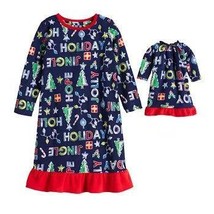 Girls 2T Christmas Nightgown &amp; Doll Gown Set &quot;Get Your Jingle On&quot; - £14.16 GBP