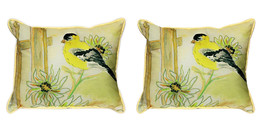 Pair of Betsy Drake Betsy’s Goldfinch Large Pillows 15 Inchx22 Inch - £71.00 GBP