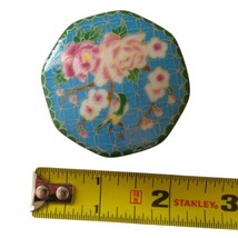 Takahashi Porcelain MINI Trinket Dish Box Cloisonne Vintage Gold Birds Flowers - $22.76