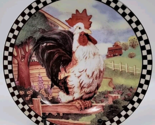 Rooster Plate Country Farm Home Decor  Chicken Black White Checkerboard ... - $16.00