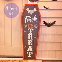 4 Foot Halloween TRICK OR TREAT Leaning Hanging Sign Bat Porch Wall Home Decor - £21.34 GBP