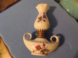 Alladin Style Rose Bud Design Porcelain Oil/Kerosene Lamp-vintage - $40.00