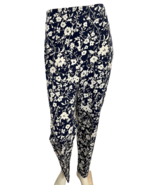 Talbots Women&#39;s Chatham Anke Pants Navy w/Ivory Flowers Sz 16 NWOT - $32.57 CAD