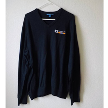 Port Authority Solid Blue V-Neck Sweater Men size XL Knit Pullover Ford Logo - £7.75 GBP