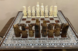 Handmade, Chess Board, Camel Bone, Chess Set, Game Board, Mother of Pearl Inlay - $1,156.50