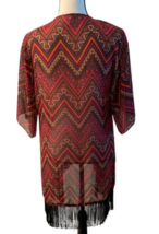 LuLaRoe Womens Geometric Kimono Cardigan Size S Tassel Hem Multicolor - £10.20 GBP
