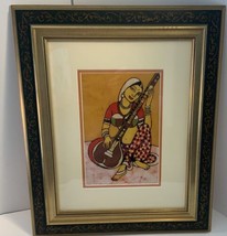 Framed Radha &amp; Krishna Batik , Hindu Wall Art , Divine lovers, Yoga Studio Decor - £36.94 GBP