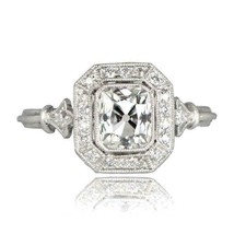 Vintage Halo Engagement Ring 2.35Ct Cushion Cut Diamond 14k White Gold in Size 7 - £212.93 GBP