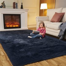 Area Rugs For Bedroom And Living Room, 5&#39; X 7&#39; Navy Blue Fluffy Carpet For Teens - £37.97 GBP