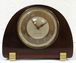Seth Thomas Stunning 1940&#39;s Art Deco Electric Wooden Mantel Clock - £54.53 GBP