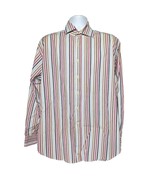 Thomas Dean Men&#39;s Button Up Shirt Size XL Multicolor Striped Long Sleeve - £27.74 GBP