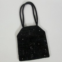 Black Women Purse Top Handle Cord Strap Beaded Evening Bag Rhinestones H... - $27.70