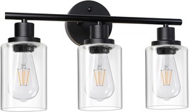 Unicozin Modern Bathroom Light Fixtures, 3 Light Vanity Lights, Black, E26 Base - $46.94