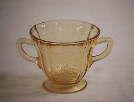 Old Vintage 1930&#39;s Yellow Depression Open Footed Sugar Bowl Madrid Federal Glass - £11.86 GBP