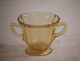 Old Vintage 1930&#39;s Yellow Depression Open Footed Sugar Bowl Madrid Federal Glass - £11.15 GBP