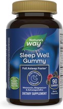 Nature&#39;s Way Sleep Well Gummies for Adults with Melatonin, Ashwagandha and Magne - £21.57 GBP
