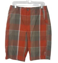 Billabong Men shorts plaid size 31 flat front pockets metal zip brown orange - £27.24 GBP