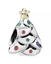  1 pc European Charm Christmas Tree Silver with multi-colored CZ Crystals - $74.25
