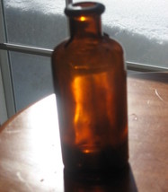 VTG Apothecary Bottle- Amber Glass- Small- 4 3/4 in - £5.60 GBP