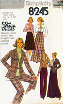 Misses&#39; Blouse, Pants, Skirt, &amp; Jacket Vtg 1977 Simplicity Pattern 8245 Sz 18,20 - $12.00