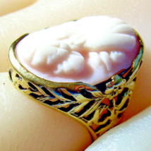 Angel Skin Mediterranean Coral Antique Engagement Ring 14k Filigree Size 4.5 - €2.397,35 EUR