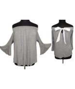 Lane Bryant Gray Flare Sleeve Bow Back Off Shoulder Stretchy Top Plus 18-20 - $24.99