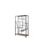 75&quot; Antique Oak And Gray Metal Eight Tier Industrial Bookcase - $20,254.79 MXN