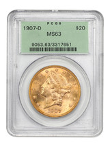 1907-D $20 PCGS MS63 (OGH) - $4,328.63