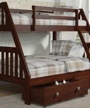 Ian Modern Dark Wood Twin over Full Bunk Bed with Storage - £617.20 GBP